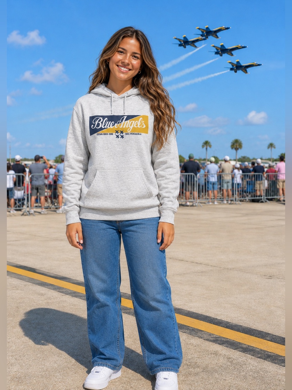 Blue Angels Pensacola Heather Gray Pullover Hoodie Sweatshirt